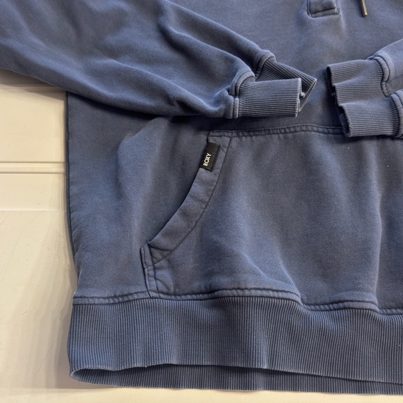 Roxy Women’s Sz L Y2K Blue Button Up Hooded Sweatshirt Hoodie - Picture 2 of 7